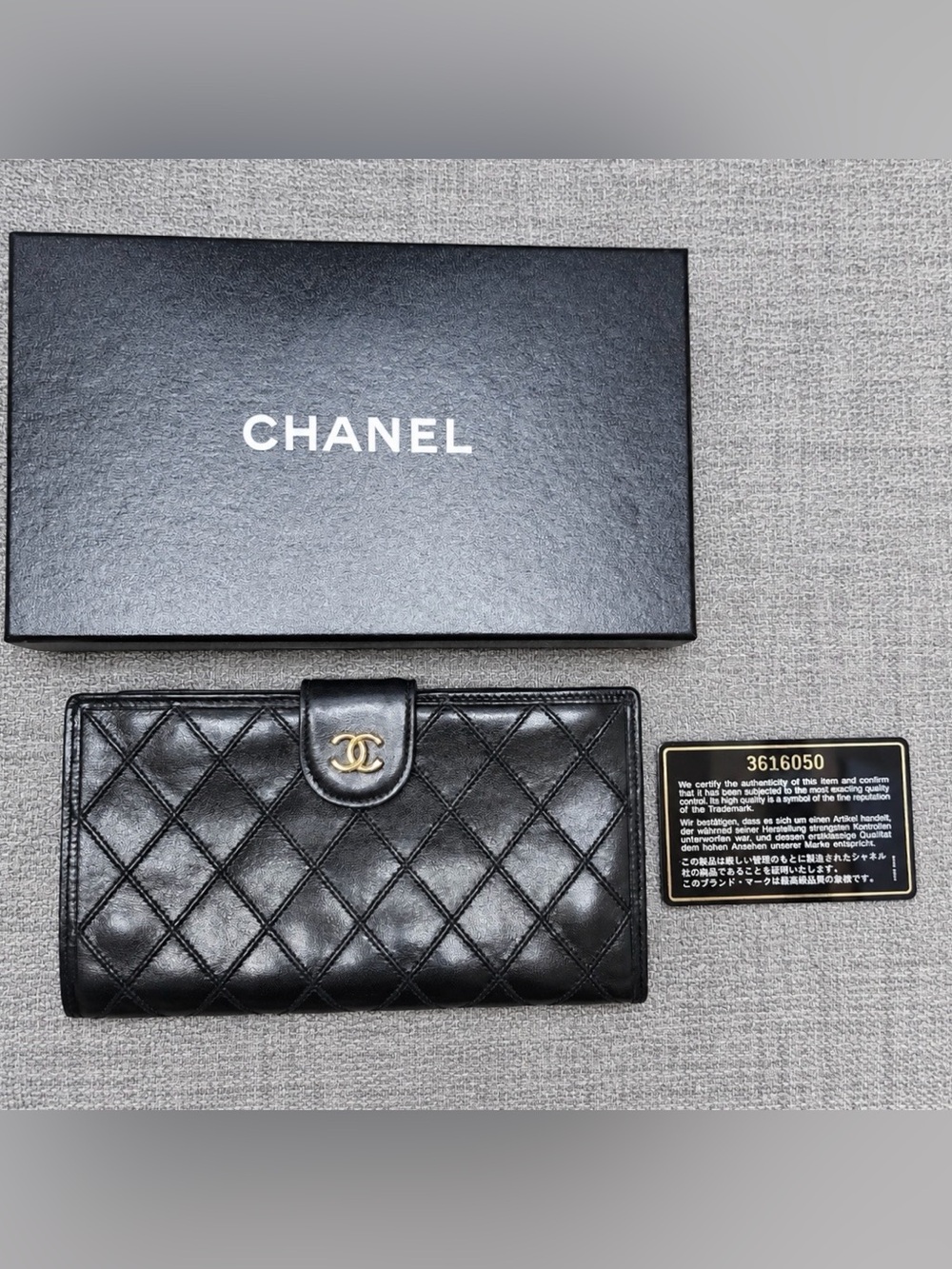 ✨CHANEL Black Quilted Lambskin Long Wallet | Gold Hardware✨
